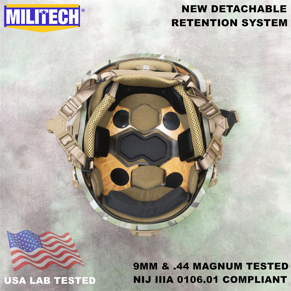 MILITECH® Wendy High Cut Tactical NIJ IIIA Ballistic Helmet With Dial Liner