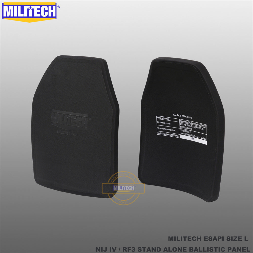 MILITECH® NIJ IV 0101.06 / RF3 0101.07 BLACK LABEL RANGE ESAPI BALLISTIC PANELS PAIR SET