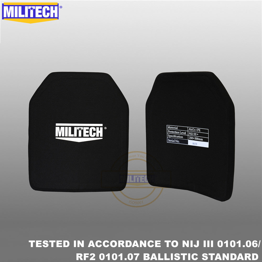 MILITECH® NIJ III+ 0101.06 / RF2 0101.07 Shooters Cut Multi Curve Ballistic Panels Pair Set