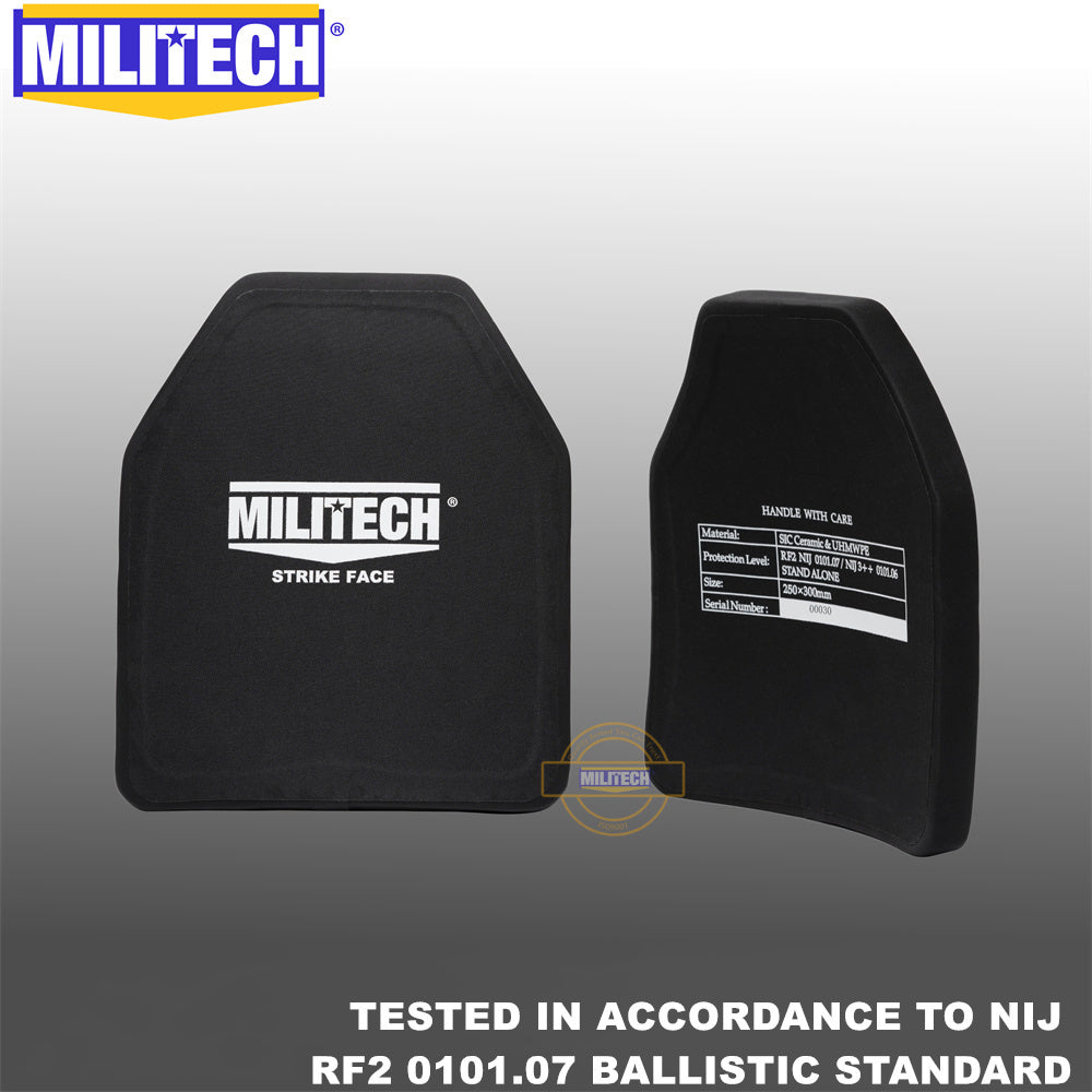 MILITECH® NIJ III++ 0101.06 / RF2 0101.07 Lightweight SIC Shooters Cut Multi Curve Ballistic Panels Pair Set