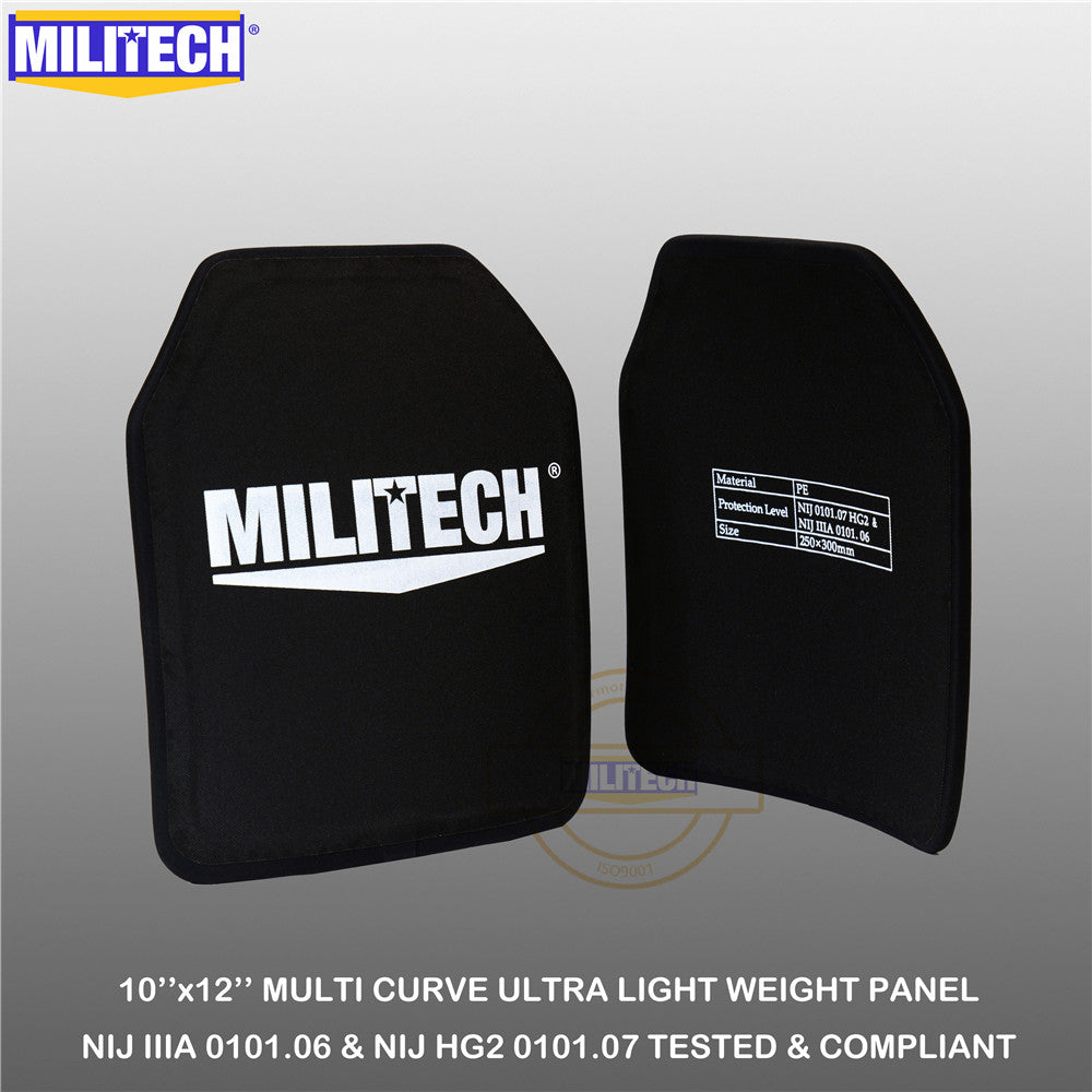 MILITECH® Ultra Lightweight NIJ IIIA 0101.06 / HG2 0101.07 Ballistic Hard Armor Pair Set