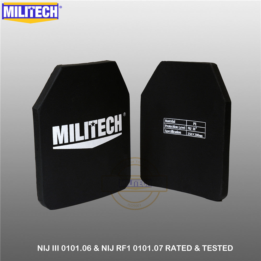 MILITECH® NIJ III+ 0101.06 / RF1 0101.07 Ultra Light Weight UHMWPE SAPI Ballistic Panels Pair Set