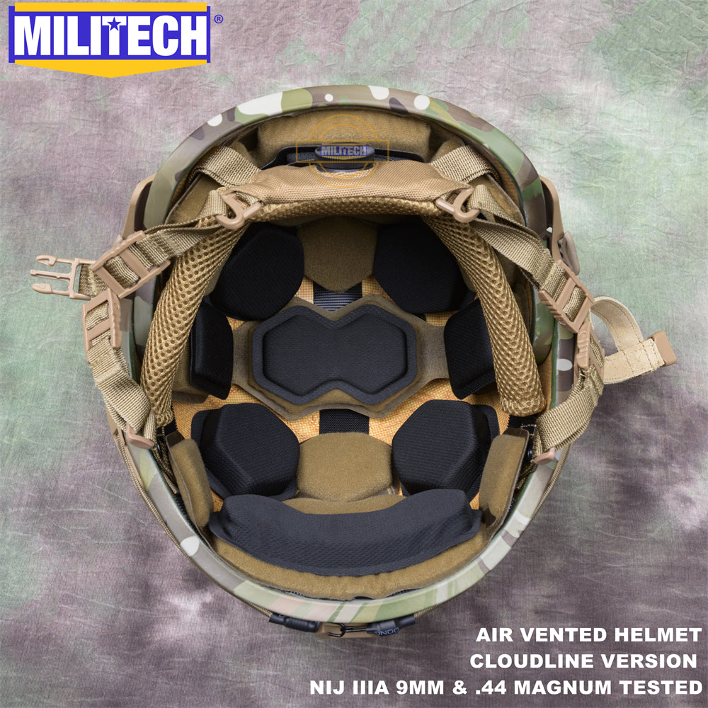 MILITECH® Air Vented High Cut NIJ IIIA Ballistic Helmet