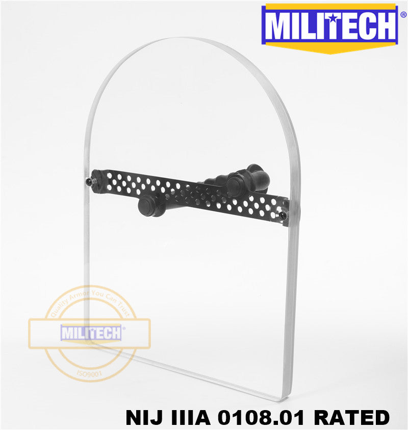 MILITECH® NIJ 0108.01 IIIA 3A Bulletproof Shield Hand Hold Ballistic Shield Tactical Police Ballistic Glass Arm Armor Shield
