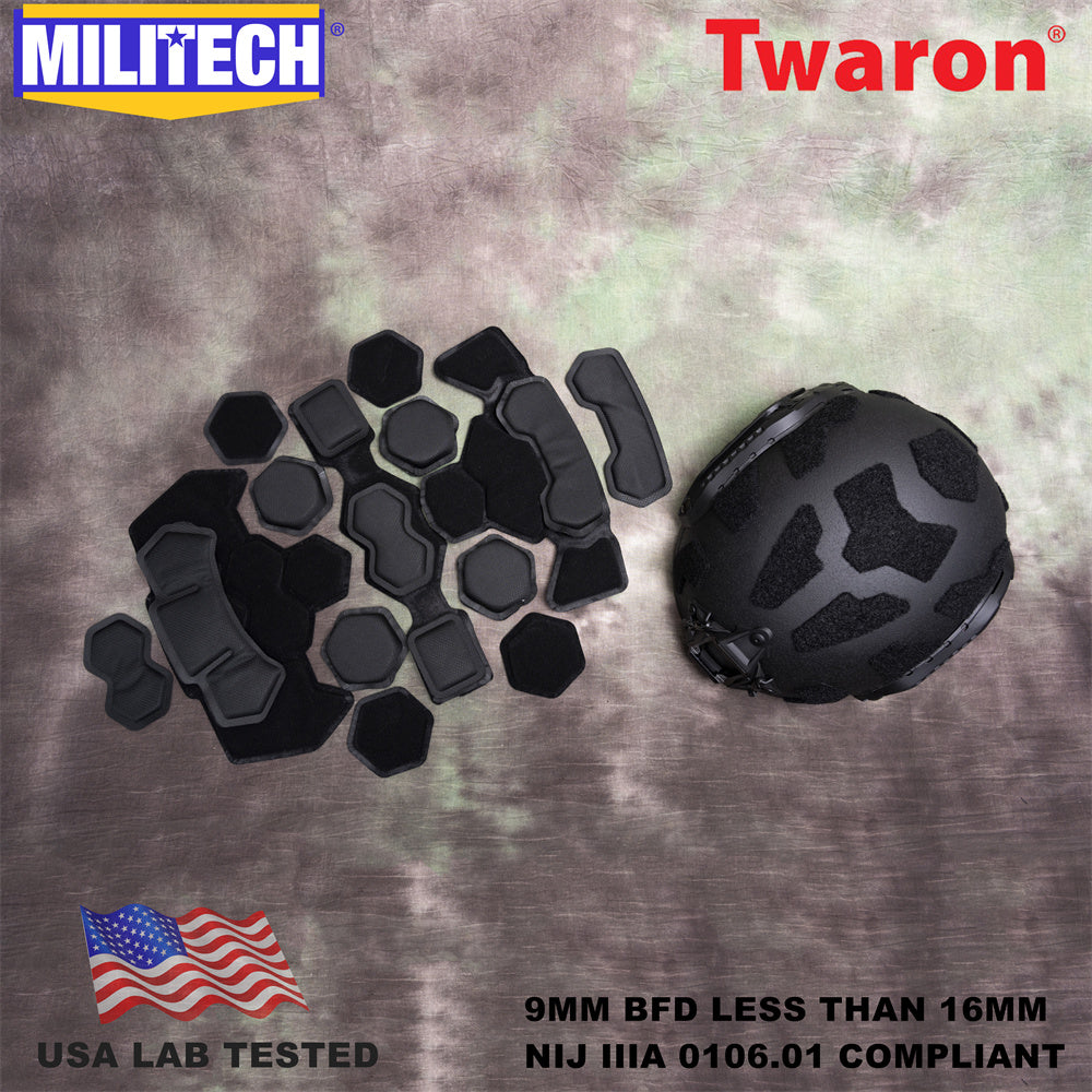 MILITECH® SUPER HIGH CUT NIJ IIIA SF BALLISTIC HELMET WITH DELUXE LINER