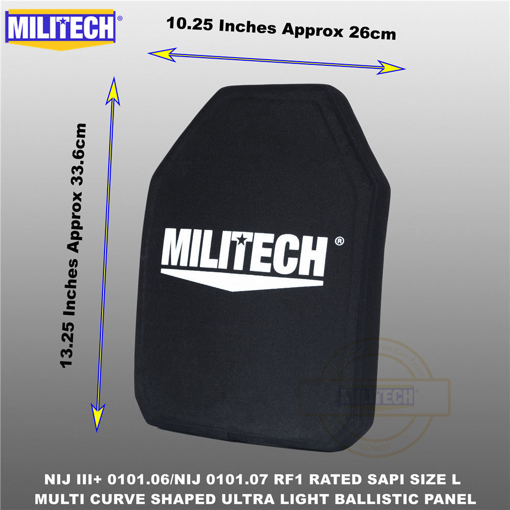 MILITECH® NIJ III+ 0101.06 / RF1 0101.07 Ultra Light Weight UHMWPE SAPI Ballistic Panels Pair Set