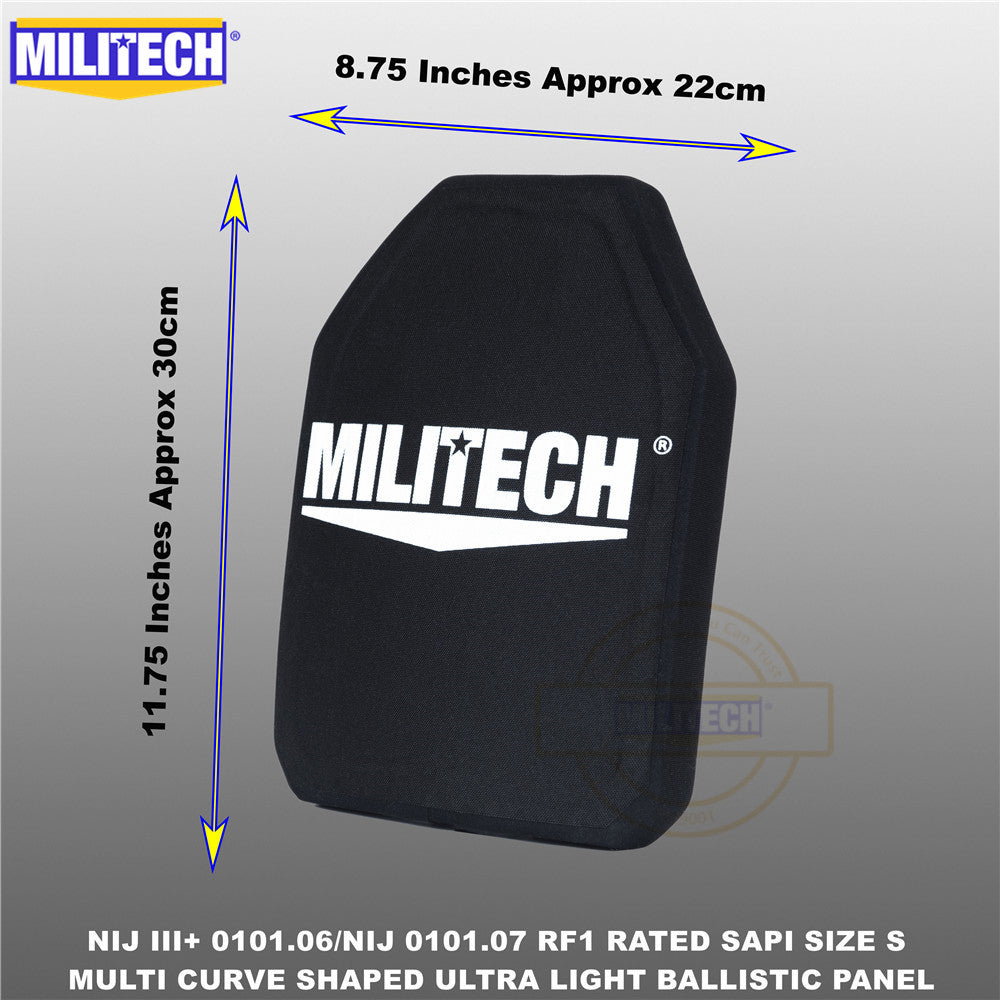 MILITECH® NIJ III+ 0101.06 / RF1 0101.07 Ultra Light Weight UHMWPE SAPI Ballistic Panels Pair Set