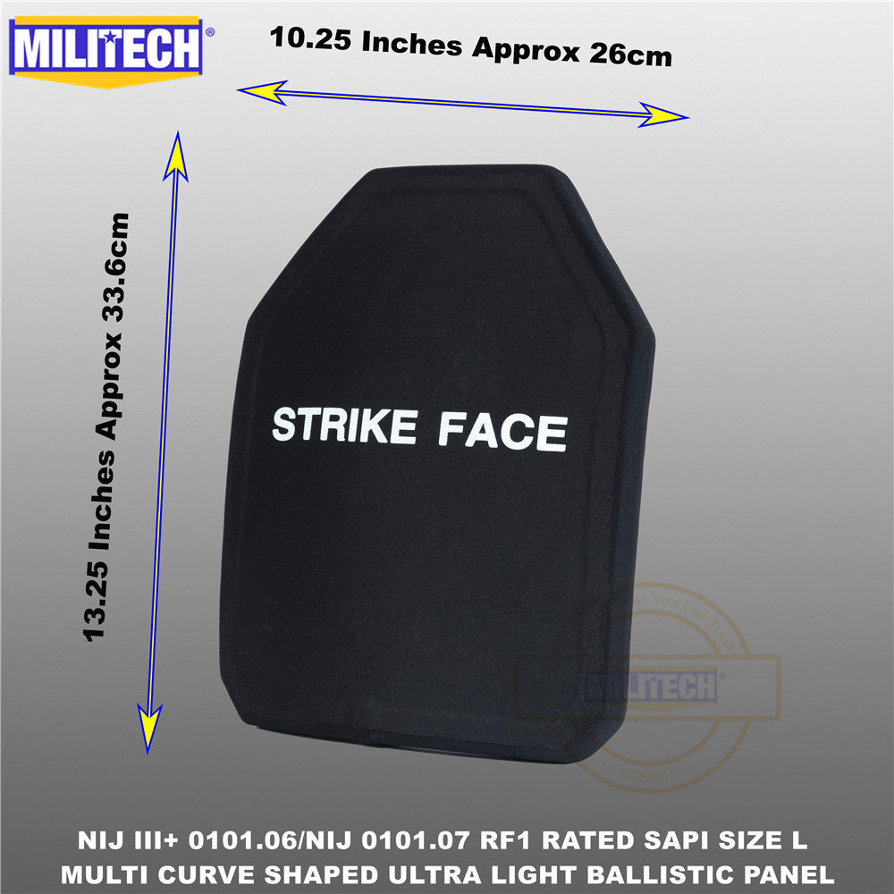 MILITECH® NIJ III+ 0101.06 / RF1 0101.07 Ultra Light Weight UHMWPE SAPI Ballistic Panels Pair Set