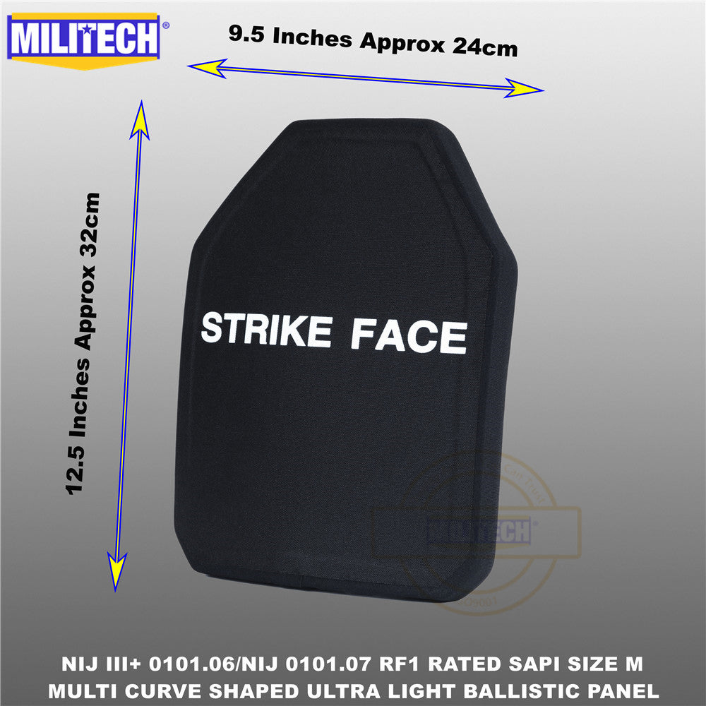 MILITECH® NIJ III+ 0101.06 / RF1 0101.07 Ultra Light Weight UHMWPE SAPI Ballistic Panels Pair Set