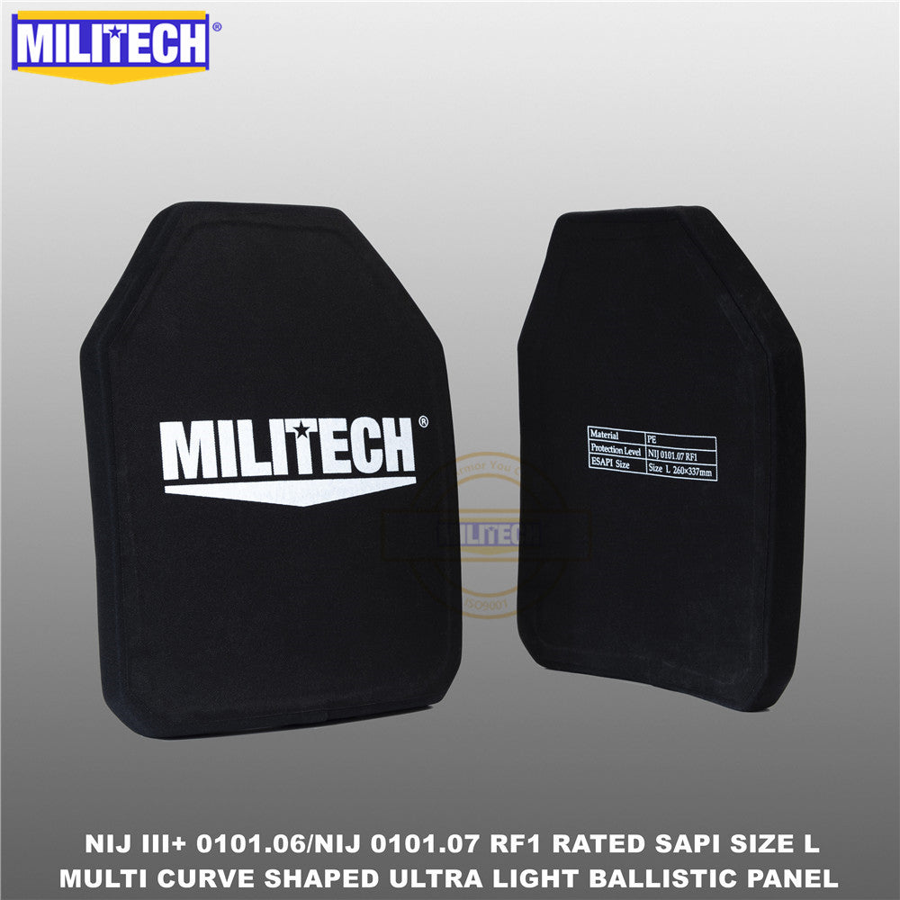 MILITECH® NIJ III+ 0101.06 / RF1 0101.07 Ultra Light Weight UHMWPE SAPI Ballistic Panels Pair Set
