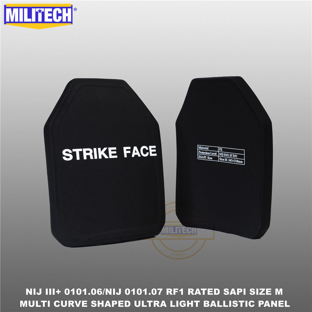 MILITECH® NIJ III+ 0101.06 / RF1 0101.07 Ultra Light Weight UHMWPE SAPI Ballistic Panels Pair Set