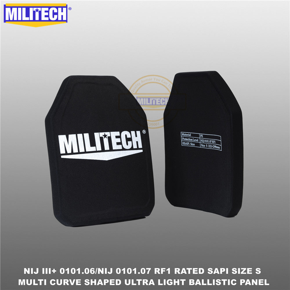 MILITECH® NIJ III+ 0101.06 / RF1 0101.07 Ultra Light Weight UHMWPE SAPI Ballistic Panels Pair Set