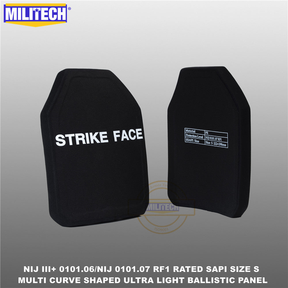 MILITECH® NIJ III+ 0101.06 / RF1 0101.07 Ultra Light Weight UHMWPE SAPI Ballistic Panels Pair Set