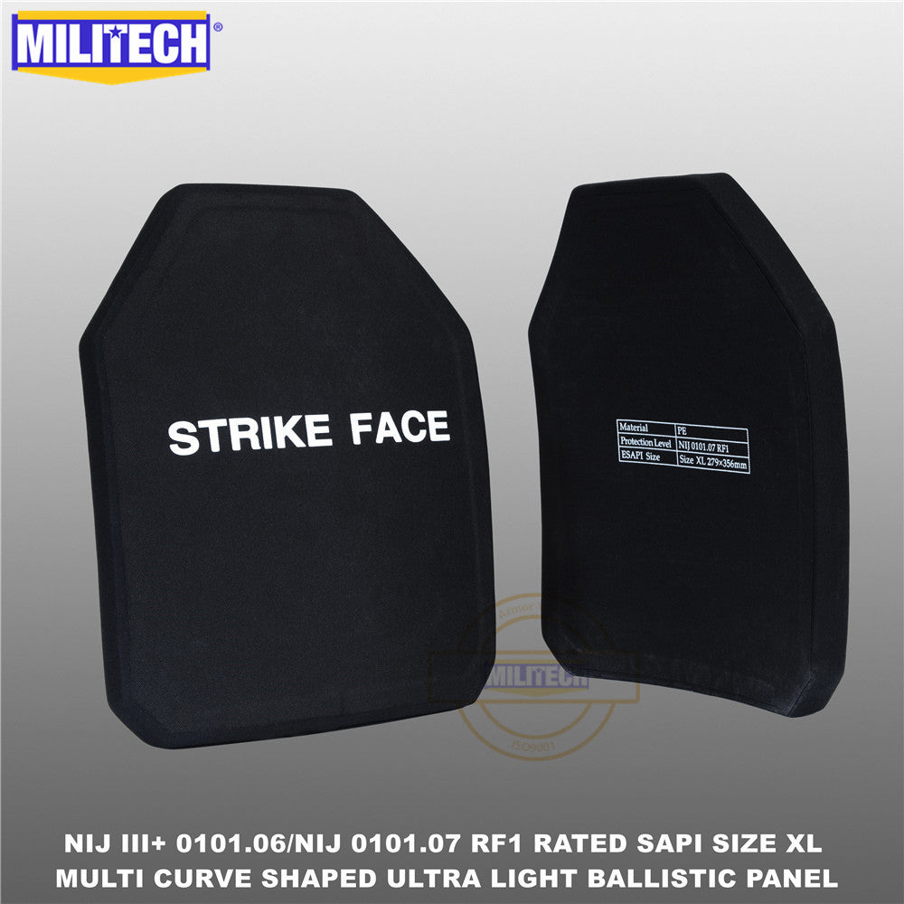 MILITECH® NIJ III+ 0101.06 / RF1 0101.07 Ultra Light Weight UHMWPE SAPI Ballistic Panels Pair Set
