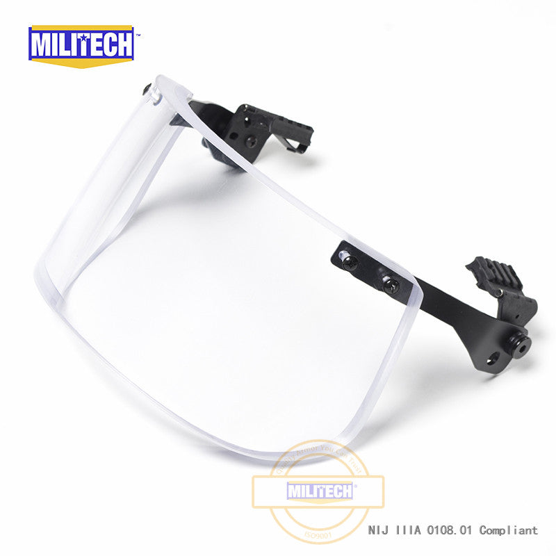 MILITECH® NIJ IIIA 0108.01 Rated Ballistic Visor Face Shield For Tactical Ballistic Helmets